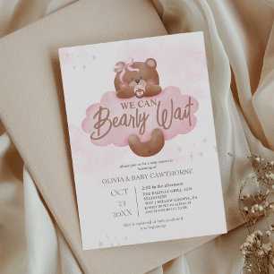 Invitation Nous pouvons à peine attendre Fille Ourson Fête pr
