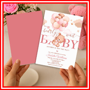 Invitation Nous Pouvons à Peine Attendre Fille Rose Baby Show
