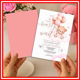 Invitation Nous Pouvons à Peine Attendre Fille Rose Baby Show