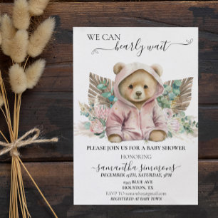 Invitation Nous pouvons à peine attendre la Baby Shower Rose 