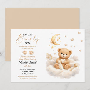 Invitation Nous pouvons à peine attendre la Baby Shower Teddy
