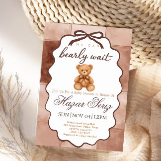 Invitation Nous pouvons à peine attendre l'ours en peluche Ba