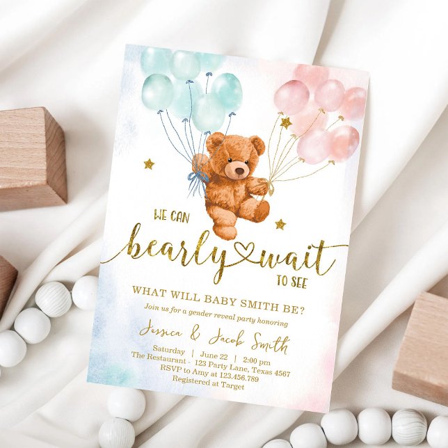 Invitation Nous pouvons à peine attendre l'ours en peluche Ba (Créateur téléchargé)