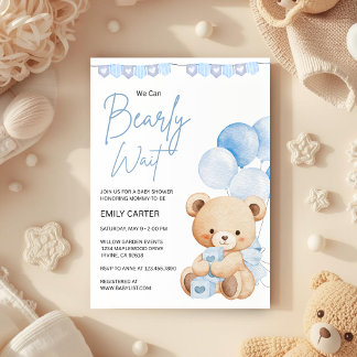 Invitation Nous Pouvons à Peine Attendre Ours en Peluche Baby