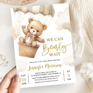 Invitation Nous pouvons à peine attendre Ours en peluche Baby