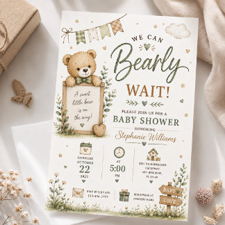 Invitation Nous pouvons à peine attendre Ours en peluche Baby