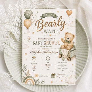 Invitation Nous pouvons à peine attendre Ours en peluche Baby