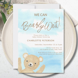Invitation Nous pouvons à peine attendre Ours en peluche Baby