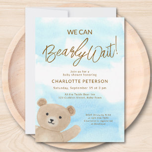 Invitation Nous Pouvons à Peine Attendre Ours en Peluche Baby