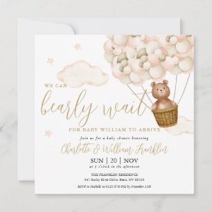 Invitation Nous pouvons à peine attendre ours en peluche Baby