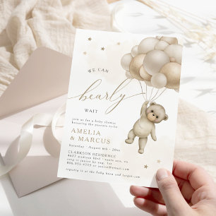 Invitation Nous pouvons à peine attendre Ours en peluche Sall