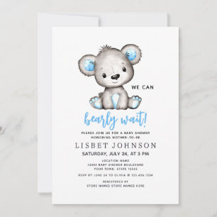 Invitation Nous pouvons à peine attendre Ours en Teddy Bleu B