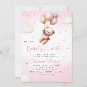 Invitation Nous pouvons à peine attendre Ourson Fille Baby Sh