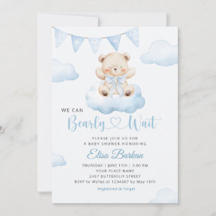 Invitation Nous pouvons à peine attendre Ourson Garçon Baby S
