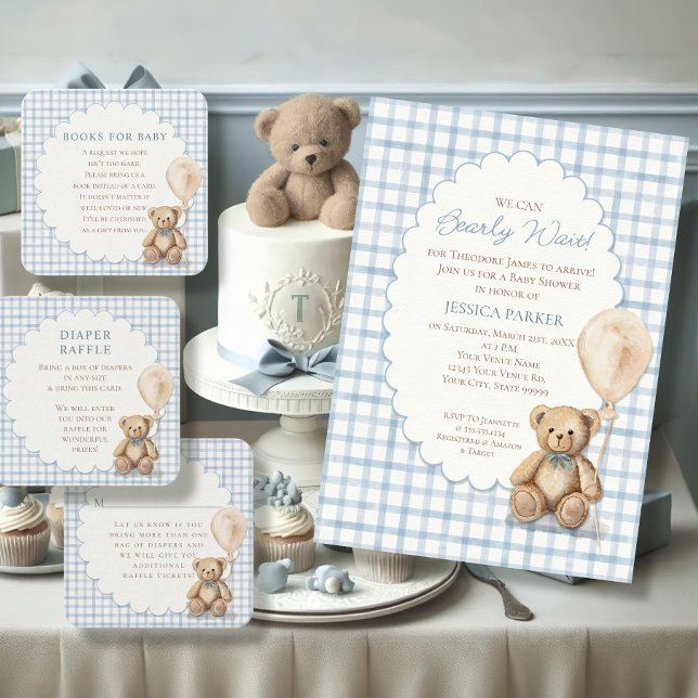 Invitation Nous pouvons à peine attendre Ourson Garçon Baby S (Créateur téléchargé)