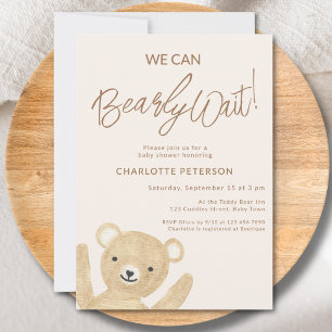 Invitation Nous pouvons à peine attendre Ourson Mignon Fête P