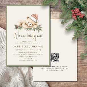 Invitation Nous Pouvons à Peine Attendre QR Baby Shower de No
