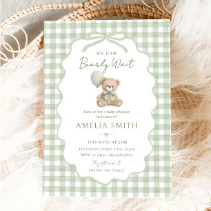 Invitation Nous pouvons à peine attendre une baby shower ours