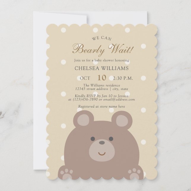 Invitation Nous Pouvons Attendre Assez Bear Cub Baby shower G (Devant)