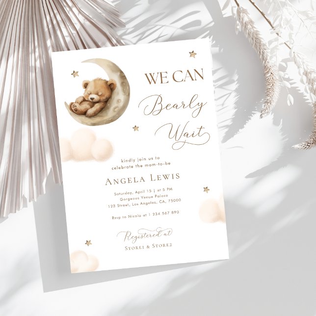 Invitation Nous pouvons attendre avant le Baby shower d'ours  (Créateur téléchargé)
