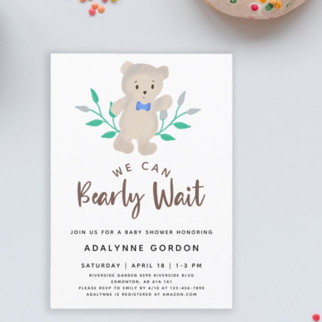 Invitation Nous Pouvons Attendre Baby shower Mignonne Ours (Créateur téléchargé)