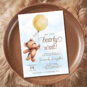 Invitation Nous Pouvons Attendre Jaune Teddy Bear Baby shower