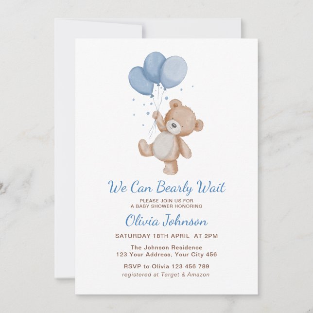 Invitation Nous pouvons attendre le Baby shower (Devant)