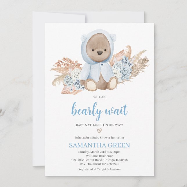 Invitation Nous pouvons attendre le Baby shower (Devant)