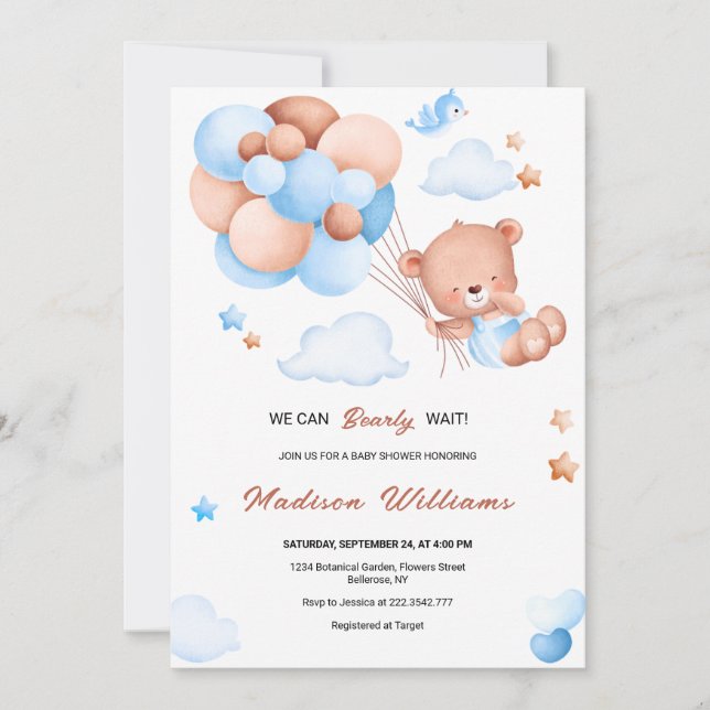 Invitation Nous pouvons attendre le Baby shower (Devant)