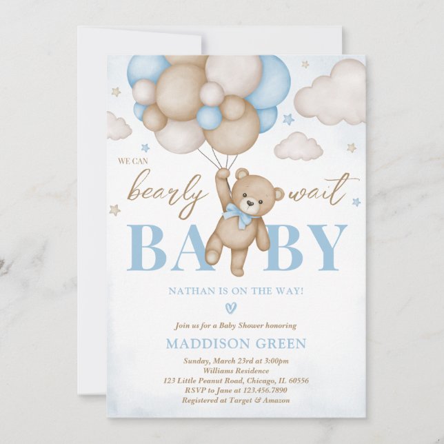 Invitation Nous pouvons attendre le Baby shower (Devant)