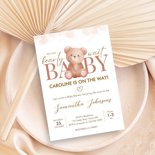 Invitation Nous pouvons attendre le Baby shower de l'ours (Teddy Bear Baby Shower Invitation)