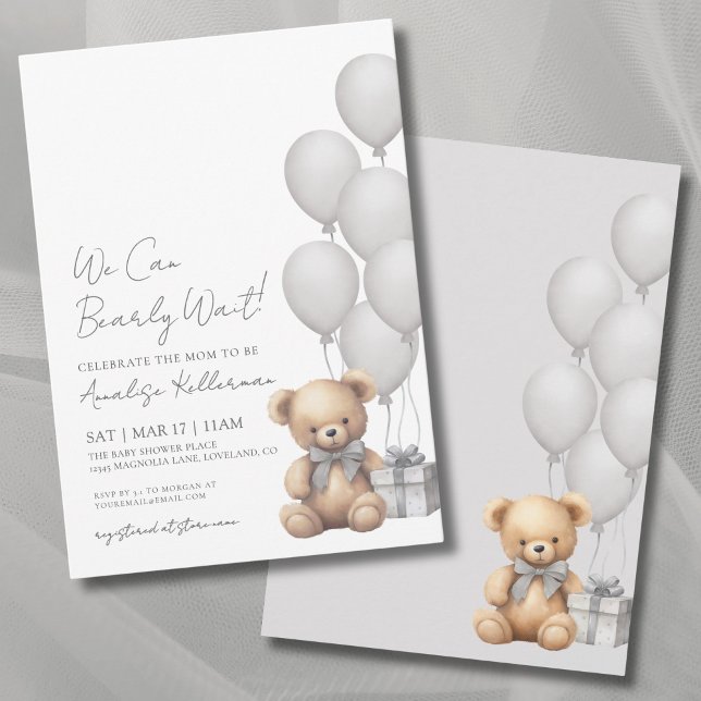 Invitation Nous pouvons attendre le Baby shower de l'ours (Gender Neutral We Can Bearly Wait Bear Baby Shower Invitation)