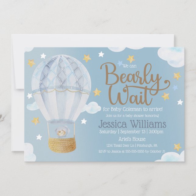 Invitation Nous pouvons attendre le Baby shower de l'ours (Devant)
