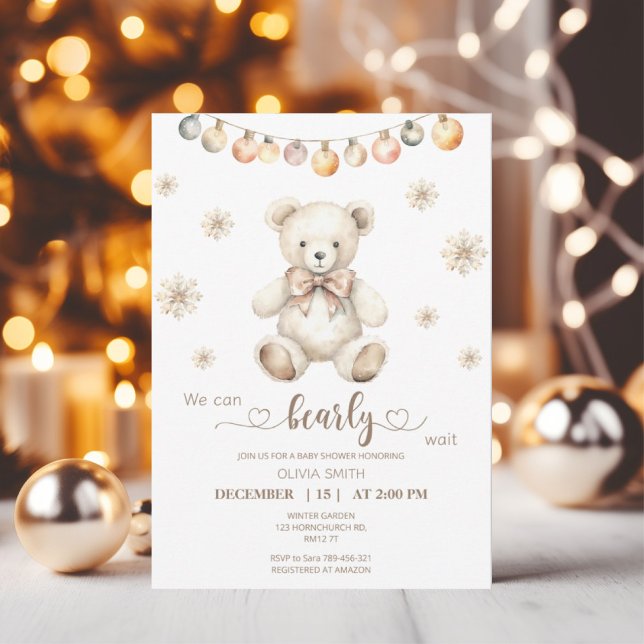 Invitation Nous pouvons attendre le Baby shower Noël hiver (Créateur téléchargé)