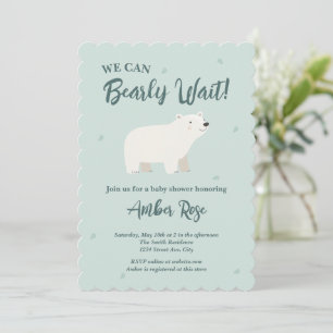 Invitation Nous pouvons attendre le Baby shower   Ours polair