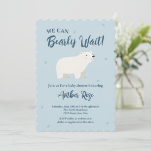 Invitation Nous pouvons attendre le Baby shower   Ours polair