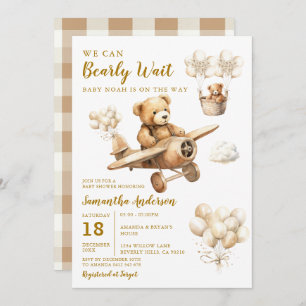 Invitation Nous pouvons attendre le plan de Baby shower Brown