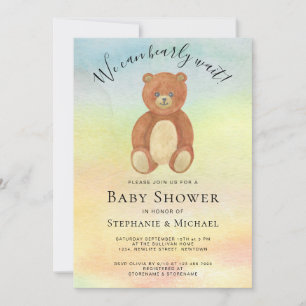 Invitation Nous pouvons attendre les couples d'aquarelle Baby