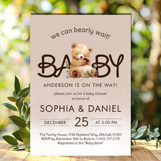 Invitation Nous pouvons attendre l'invitation Baby shower (We Can Bearly Wait Baby Shower Invitation)