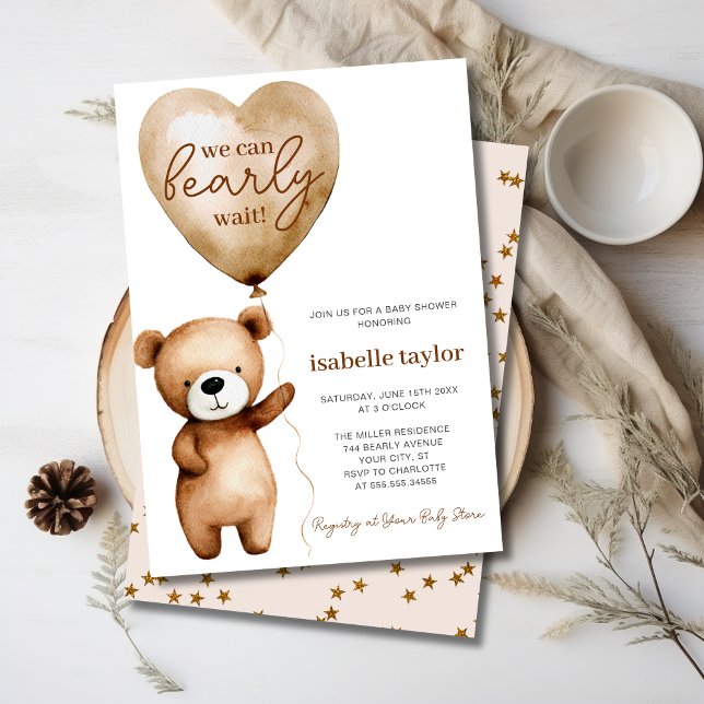 Invitation Nous pouvons attendre l'invitation Baby shower (We Can Bearly Wait Baby Shower Invitation)
