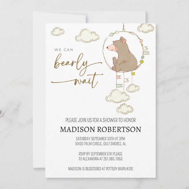 Invitation Nous pouvons attendre l'invitation Baby shower JL0 (Devant)