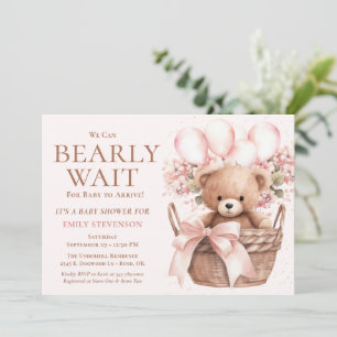 Invitation Nous Pouvons Attendre L'Ours De Fille Dans Le Baby