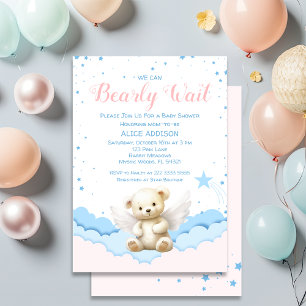 Invitation Nous pouvons attendre prématuré Angel Teddy Bear P