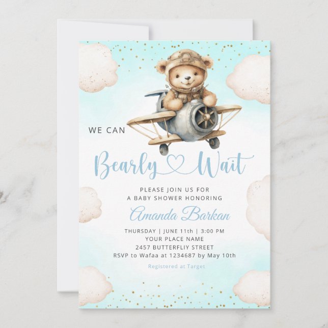 Invitation Nous pouvons attendre prématurément aquarelle Baby (Devant)