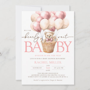 Invitation Nous Pouvons Attendre Rapidement Balloon Rose Bébé