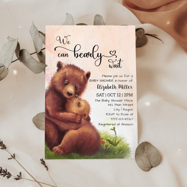 Invitation Nous pouvons attendre tôt Bear Baby shower Invitat (Créateur téléchargé)