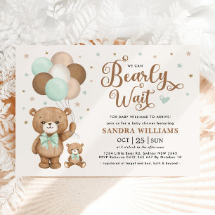 Invitation Nous pouvons attendre vert Teddy Bear Baby shower