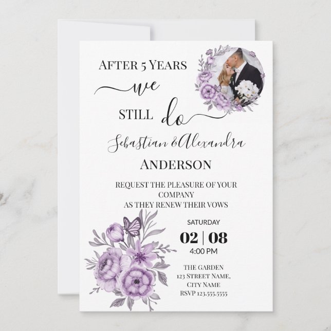 Invitation Nous renouvelons encore les vœux de mariage Annive (Devant)