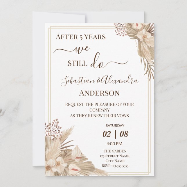 Invitation Nous renouvelons encore les vœux de mariage Annive (Devant)