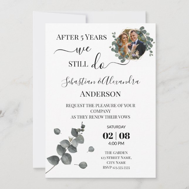 Invitation Nous renouvelons encore les vœux de mariage Annive (Devant)